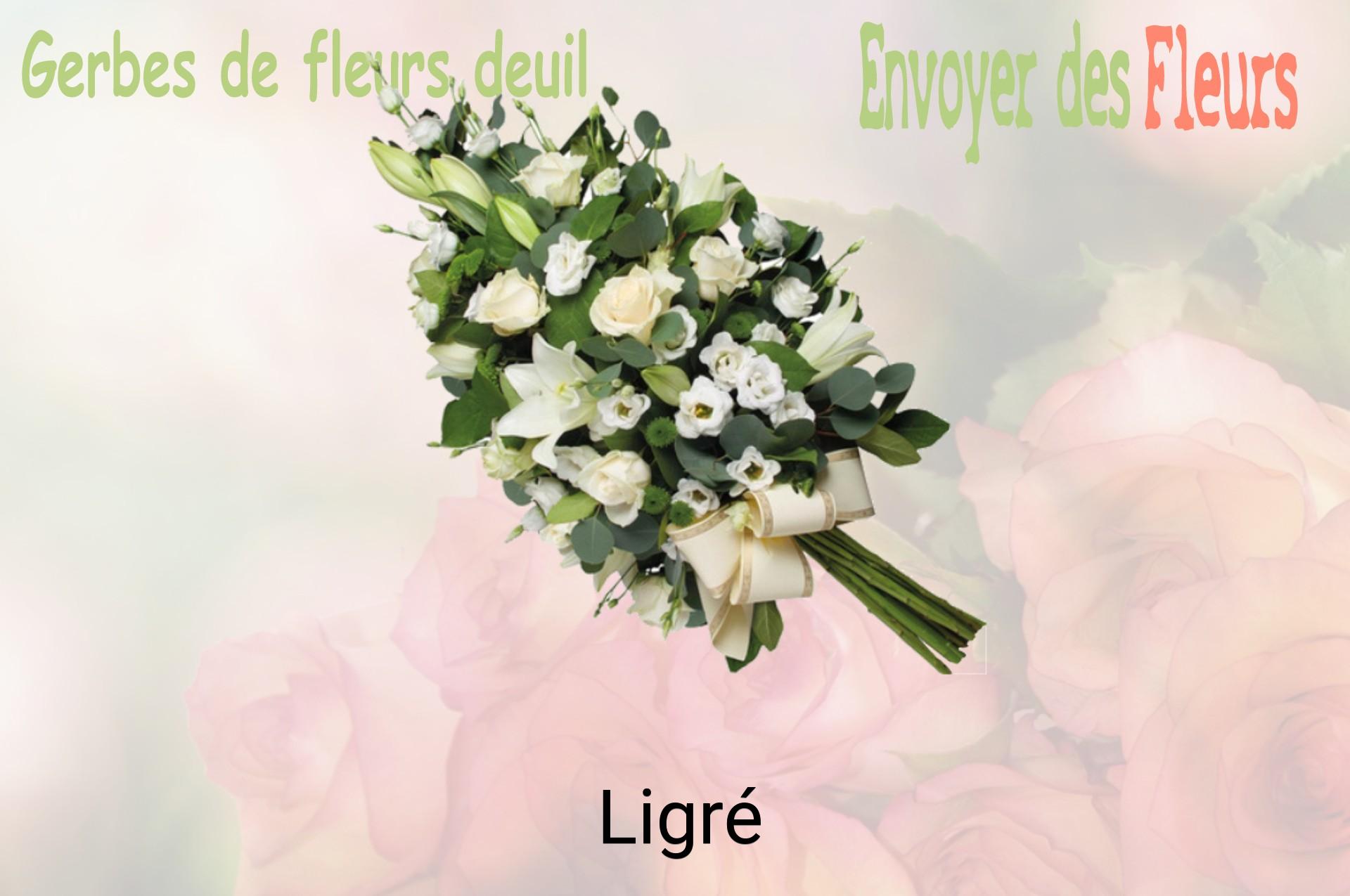 Gerbe de fleurs de deuil livrée à Ligré